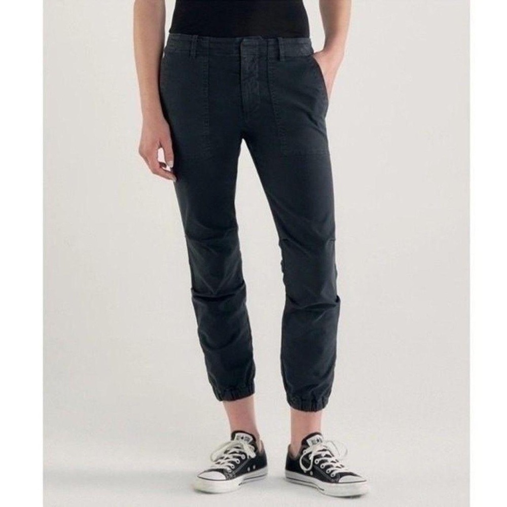 Nili Lotan Cropped Military Pant Carbon Washed Black Jogger Zipper Hem size 2